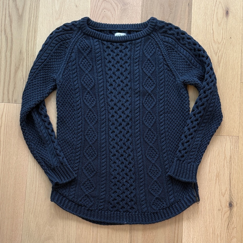 L.L. Bean Navy Cable Knit Sweater